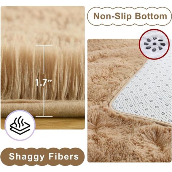 Fluffy Area Rugs, Super Soft Shaggy Rug Fuzzy Long Fur Carpets for Bedroom - Picture 2 of 8